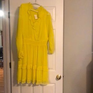 New-Yellow dress by Emma & Michele with two tiers ruffles. Very Pretty.